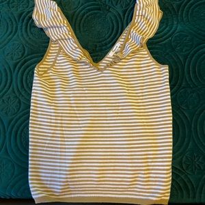 Madewell Belhaven Ruffle Sweater Stripe Tank Heather Camel Size M